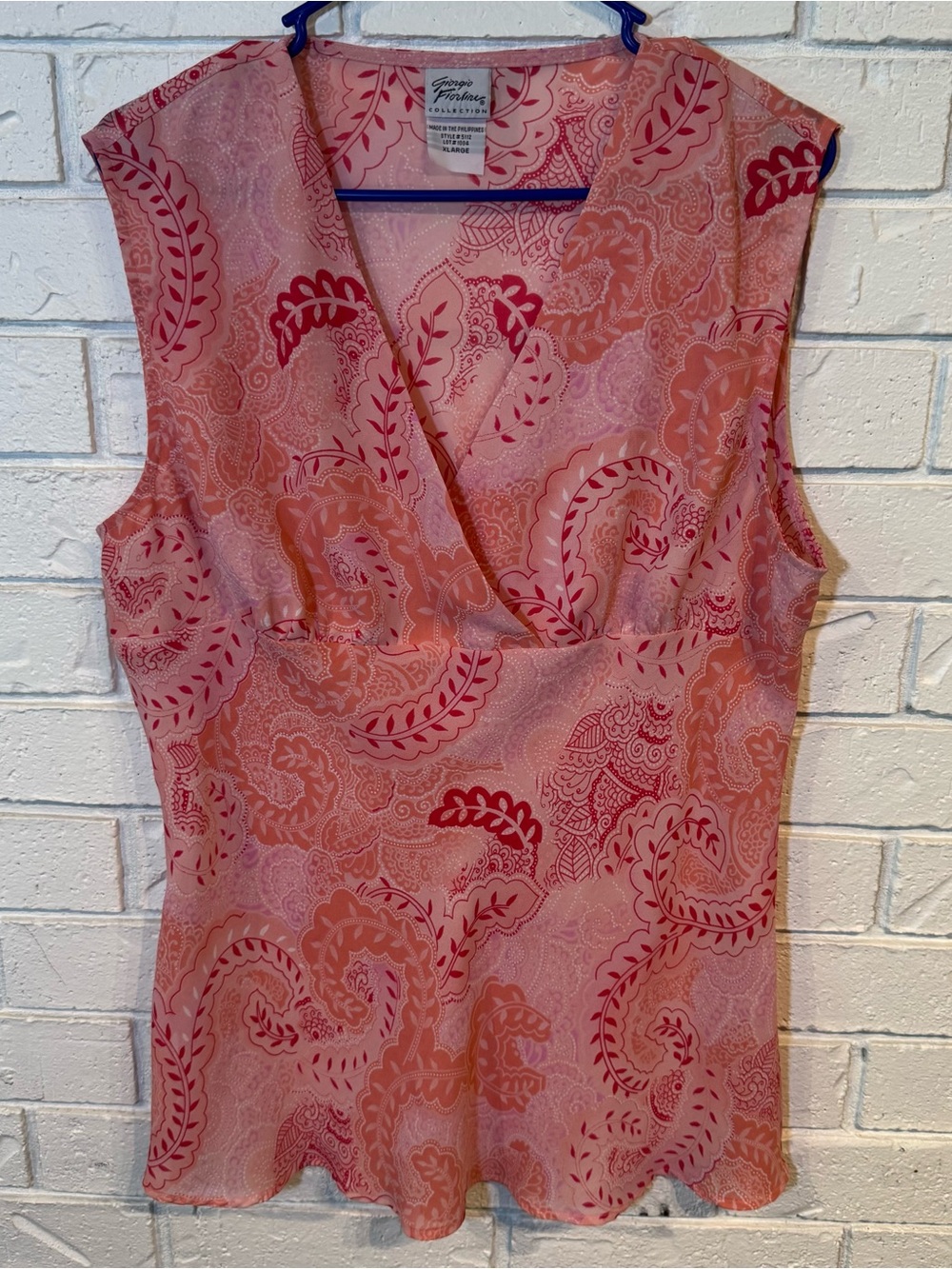 Vintage Y2K Giorgio Fiorlini Pink Sleeveless Blouse Womens XL